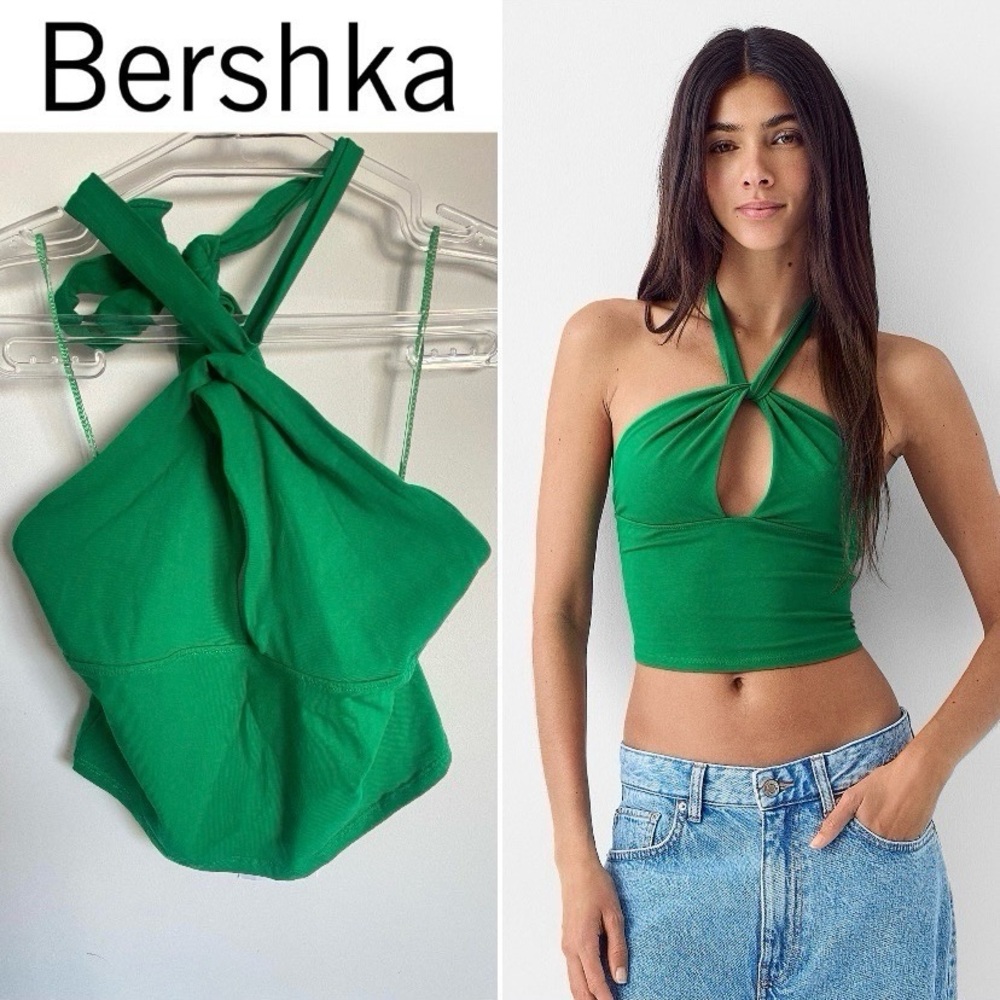 Bershka Top à encolure américaine croisée